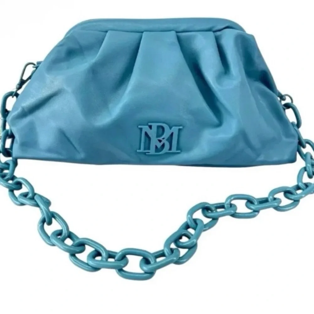 NWT Badgley Mischka Blue Dumpling Clutch - Picture 9 of 14